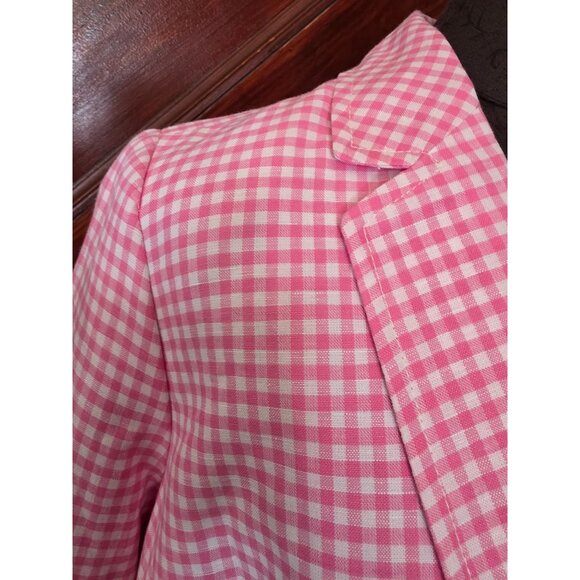 Talbots Plus Petite Pink Linen Gingham Blazer 14wp With Tags - Picture 2 of 7